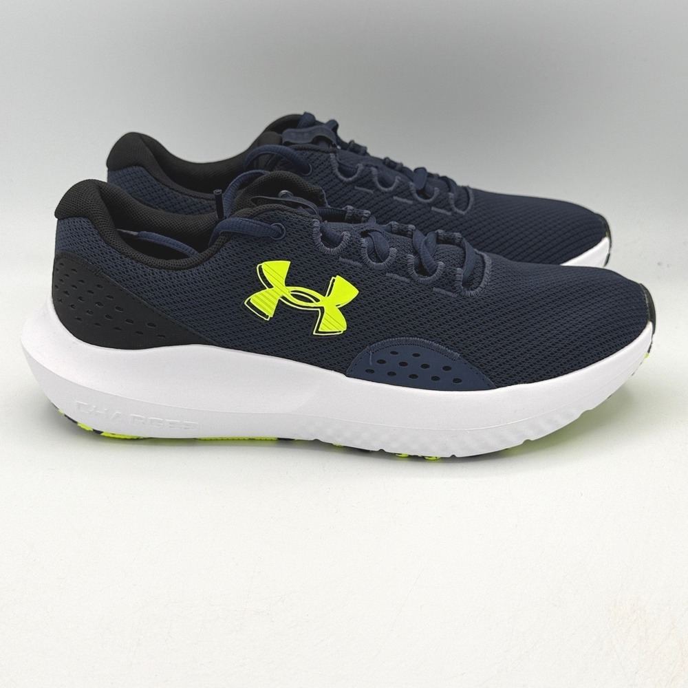 Under Armour Charged Surge 4 Shoes Mens 8 Navy Blue Neon 3027000-404
